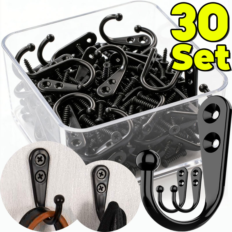 Screw Organizer Kit - خطافات معدنية سوداء مع براغي للتعليق
